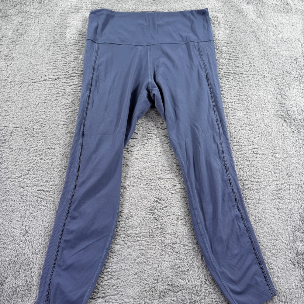 Nike Dri-FIT Leggings Womens L Blue Purple 7/8 Tights Ladder Stitch Excellent